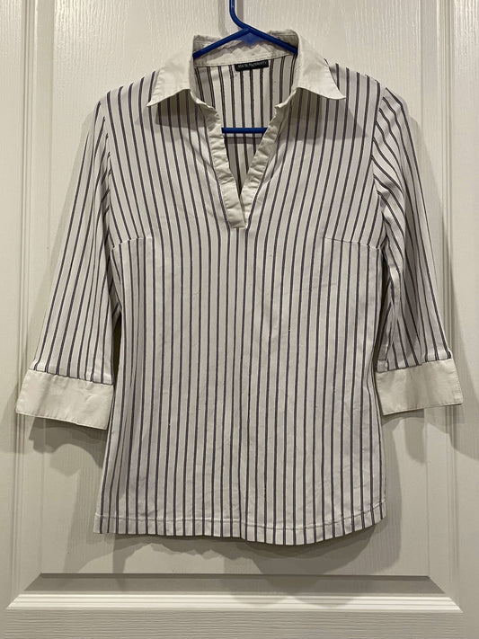 Striped Shirt with Dress Shirt Collar and Sleeve Cuffs from Mame Maternity, Size Small, Very Good Used Condition (VGUC), Maternity S (4-6)