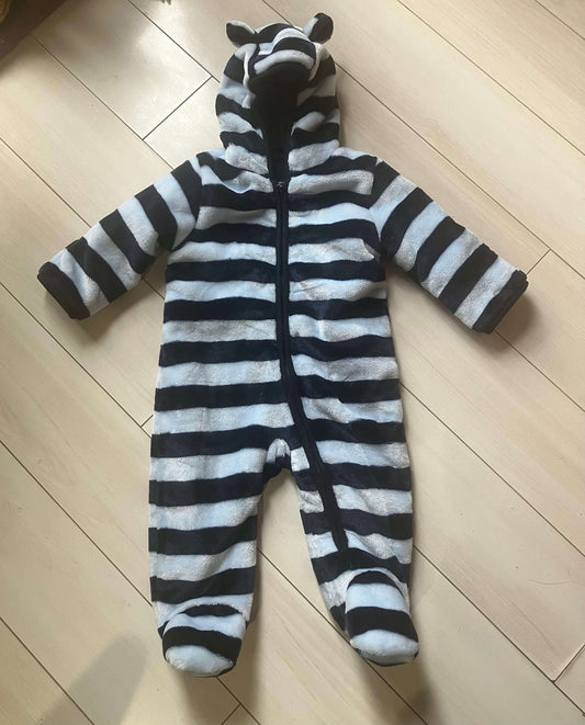 Cozy striped bunting suit with hood, Kids 6 Month (3-6M)