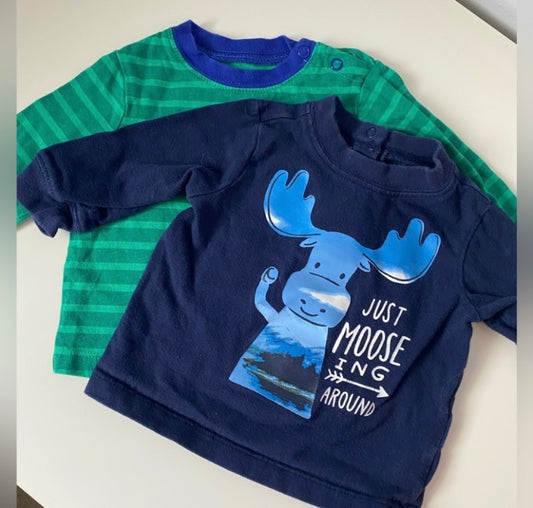 2 Cotton Shirts- Moose/Daddy, 6 months , Kids 6 Month (3-6M)