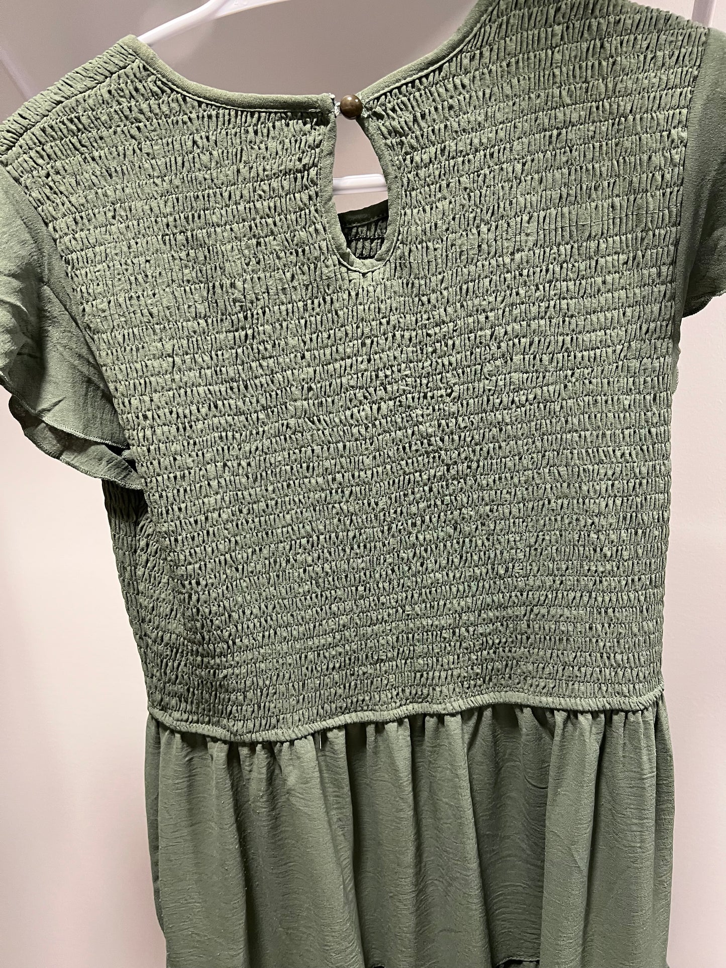 Green maxi dress with tiered skirt, Maternity S (4-6)