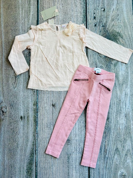Zara Kids size 3-4T girls light pink butterfly top and Old Navy size 3T girls ballet pink pants/jeggings, brand new with tags, Kids 3T