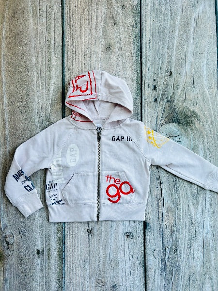 Gap Kids size 4-5T girls light french terry zip up hoodie, zip up sweater, like new, Kids 5/5T (extra small)