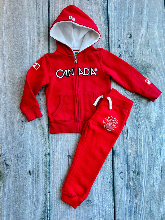 Official Olympic Team Canada hooded sweater (Hudson’s Bay) size 3T and Joe Fresh size 3T Canada matching joggers, like new, Kids 3T