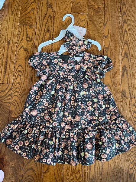 Black flower dress w/bow headpiece 24M