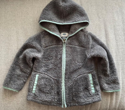 Grey Fuzzy Zip Up Coat, Kids 2T
