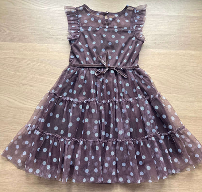 Chestnut Tulle Dress with Matching Barrettes, Size 6 ($150), Kids 6/6X