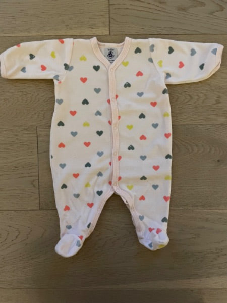 Petit Bateau Sleeper Hearts, Kids 3 Month (0-3M)