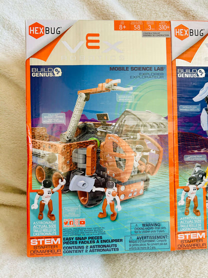 Hexbug Vex Robotics STEM bundle - mobile science lab, lunar lander, aerial drone and rover sets, brand new in package