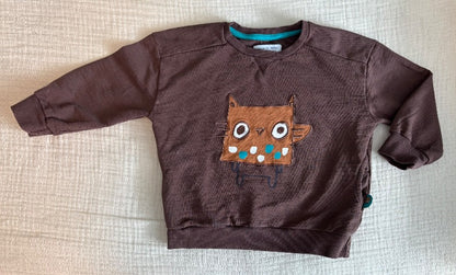 Souris Mini (French Canadian Clothing Brand) 2-3T Brown Owl Pull Over Sweater , Kids 2T