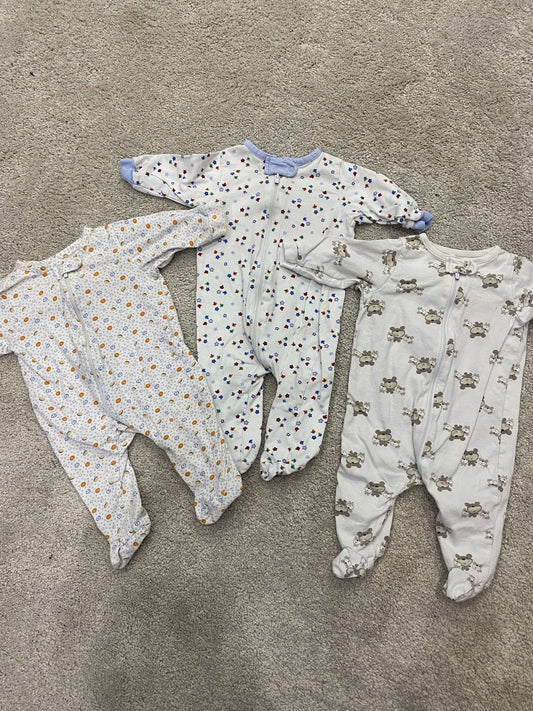 Cotton Gerber Baby Sleepers, 3 months , Kids 3 Month (0-3M)