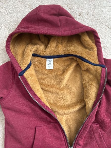 Fuzzy Lined Zip Up Hoodie, 3T, Carter's, Kids 3T