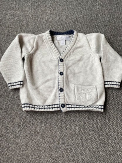 The White Company 🇬🇧 (UK Brand) - knit cardigan and nautical detail , Kids 6 Month (3-6M)