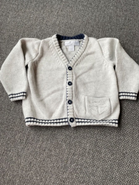 The White Company 🇬🇧 (UK Brand) - knit cardigan and nautical detail , Kids 6 Month (3-6M)