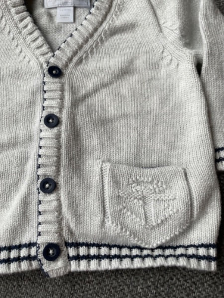 The White Company 🇬🇧 (UK Brand) - knit cardigan and nautical detail , Kids 6 Month (3-6M)