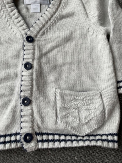 The White Company 🇬🇧 (UK Brand) - knit cardigan and nautical detail , Kids 6 Month (3-6M)