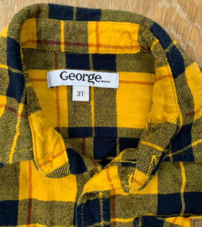 Yellow Plaid Long Sleeve Shirt - Size 3 , Kids 3T