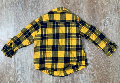 Yellow Plaid Long Sleeve Shirt - Size 3 , Kids 3T