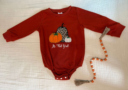 "It's Fall Ya'll" Long Sleeve One Piece Fall Romper Baby Girl 12-18 Months , Kids 18 Month (12-18M)