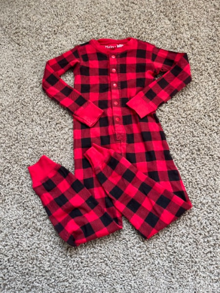 Hatley x Indigo, red plaid one piece onesie, 2T, Kids 2T
