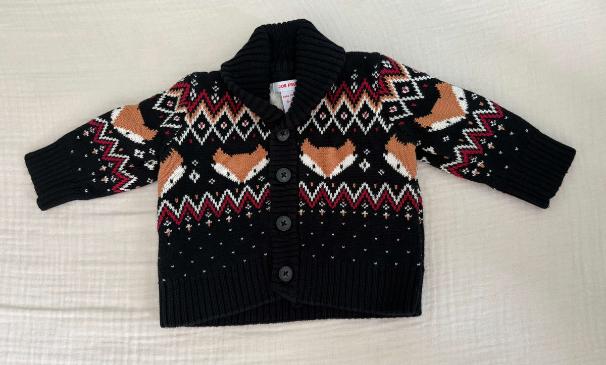 Joe Fresh 3-6 Months Unisex Button-up Fox Sweater , Kids 6 Month (3-6M)