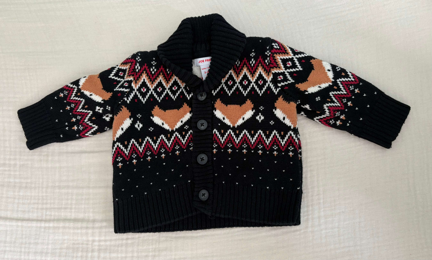 Joe Fresh 3-6 Months Unisex Button-up Fox Sweater , Kids 6 Month (3-6M)