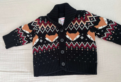 Joe Fresh 3-6 Months Unisex Button-up Fox Sweater , Kids 6 Month (3-6M)