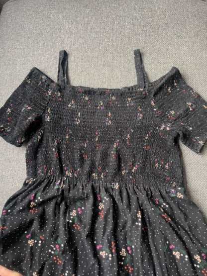 Seraphine 🇬🇧 -Black dress with floral details, maternity and nursing, Maternity S (4-6)