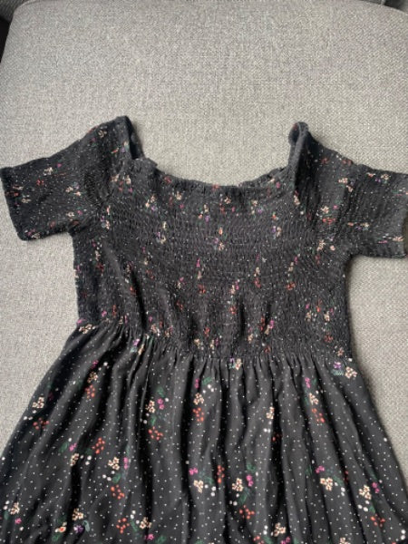 Seraphine 🇬🇧 -Black dress with floral details, maternity and nursing, Maternity S (4-6)