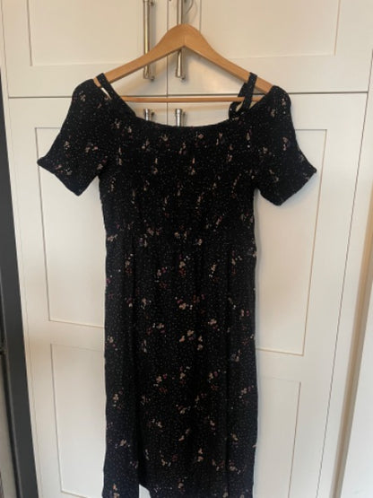 Seraphine 🇬🇧 -Black dress with floral details, maternity and nursing, Maternity S (4-6)