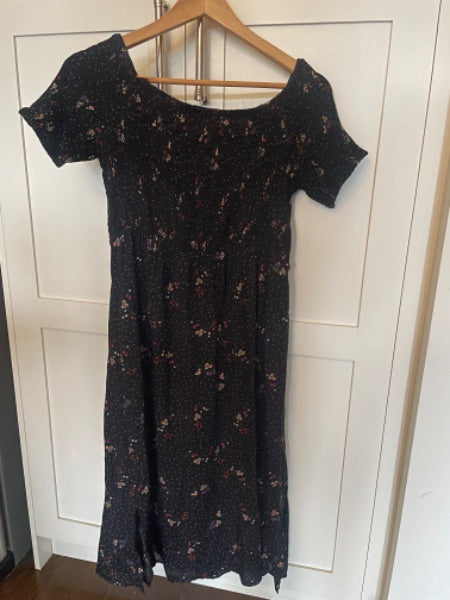 Seraphine 🇬🇧 -Black dress with floral details, maternity and nursing, Maternity S (4-6)