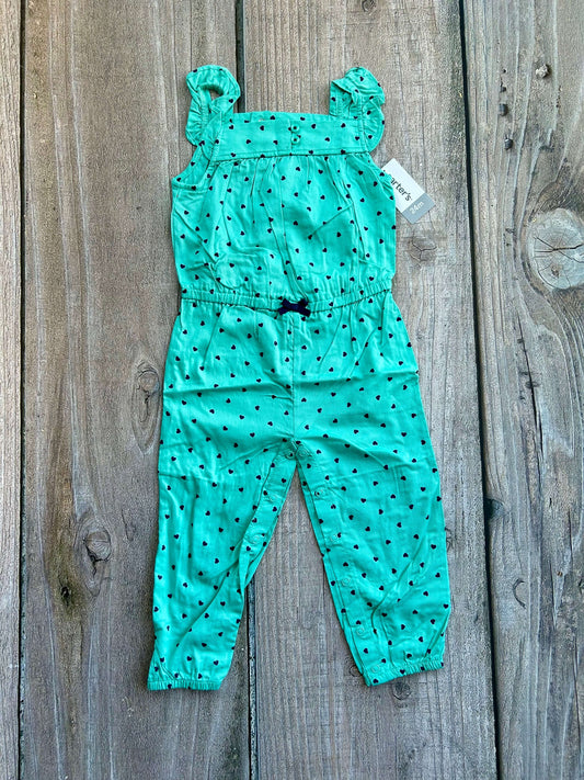 Carter’s size 24m girls green seafoam blue summer romper, one piece, jumpsuit, new with tags, Kids 24 Month (18-24M)