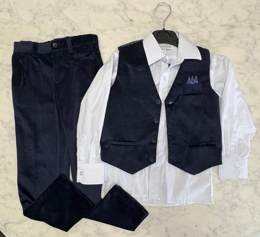 Blue Suade/Silk Boys Suit, Kids 5/5T (extra small)