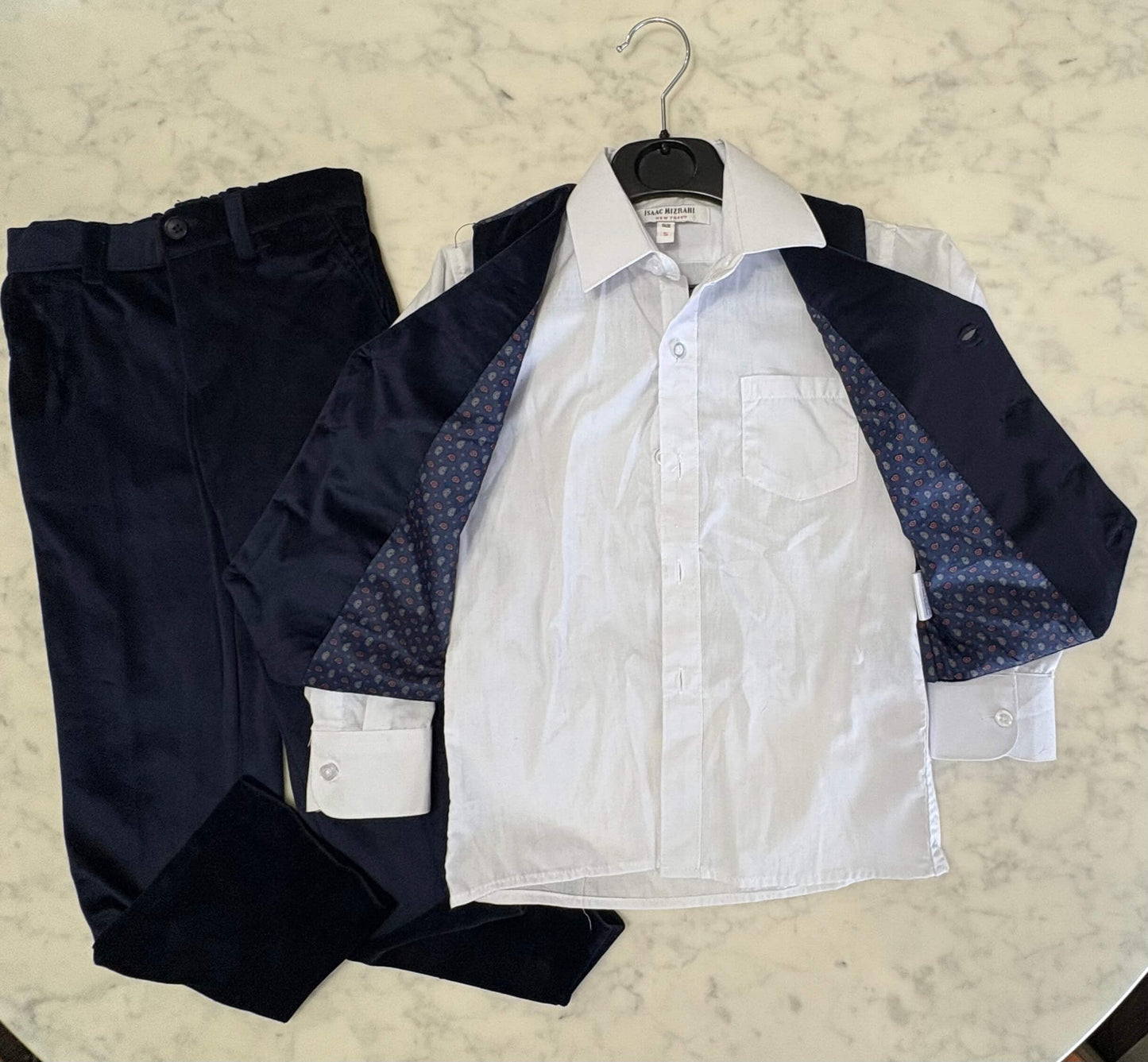 Blue Suade/Silk Boys Suit, Kids 5/5T (extra small)
