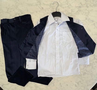 Blue Suade/Silk Boys Suit, Kids 5/5T (extra small)