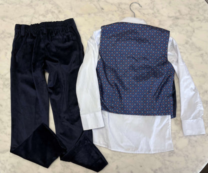 Blue Suade/Silk Boys Suit, Kids 5/5T (extra small)