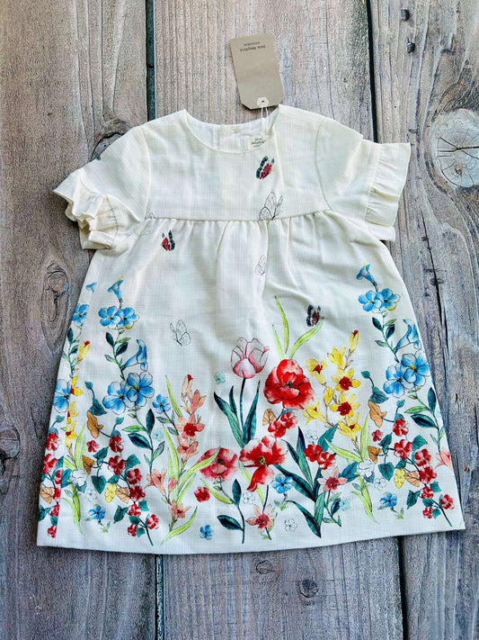 Zara Kids size 3-4 girls gorgeous botanical floral linen dress, new with tags, Kids 4/4T