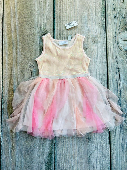 Children’s Place size 3T girls pink tulle fancy dress with sequins, new with tags, Kids 3T