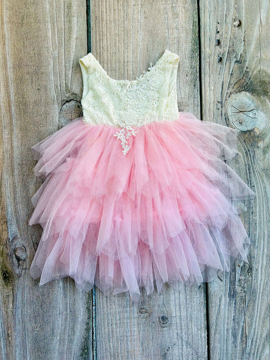 Rae’s Closet size 2/3T girls ivory pink tulle fancy dress, worn once, retails for $85 and up, Kids 3T