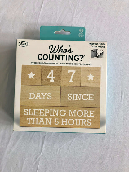 Wooden Countdown Blocks: Parenting Edition, Retails $10.98