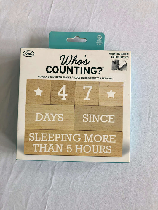 Wooden Countdown Blocks: Parenting Edition, Retails $10.98