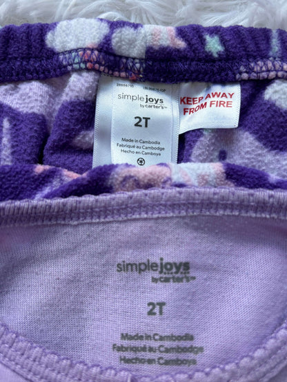 2 pair of 2-piece pajamas, Simple Joys by Carter’s, 2T girls, unicorn and sheep, Kids 2T