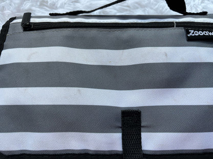 Portable Diaper Change Mat, grey and white stripes