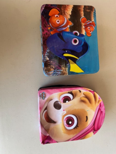 2 metal lunch box toys including paw patrol