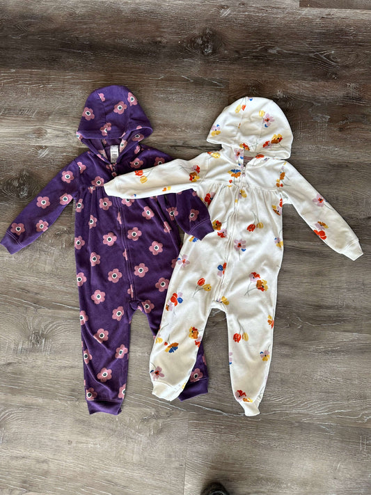 2 Fleece Hooded Rompers, Carters, 24 Months, EUC, Kids 24 Month (18-24M)