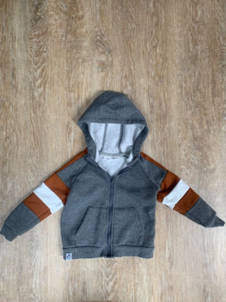 MID-Grey and Rust coloured Zip up hoodie - size 2/3, Kids 2T