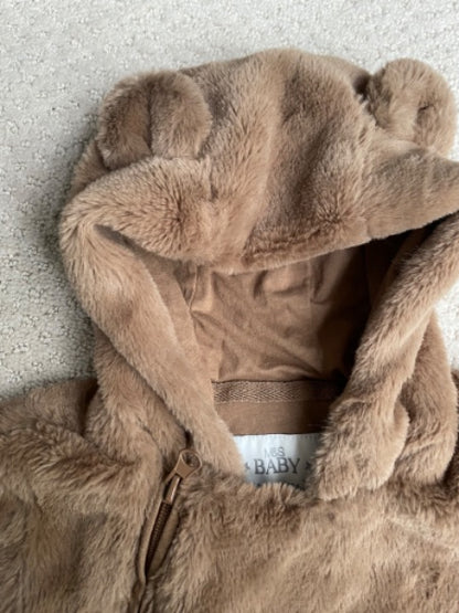 M&S 🇬🇧 -super soft brown bear snowsuit 6-9 months, Kids 9 Month (6-9M)