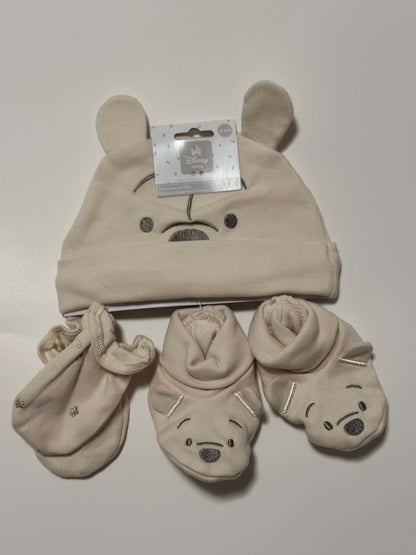 Disney Winnie the Pooh Set (Hat, booties and mitts), Kids 3 Month (0-3M)