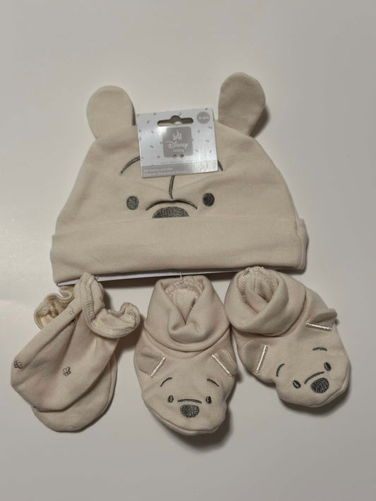 Disney Winnie the Pooh Set (Hat, booties and mitts), Kids 3 Month (0-3M)