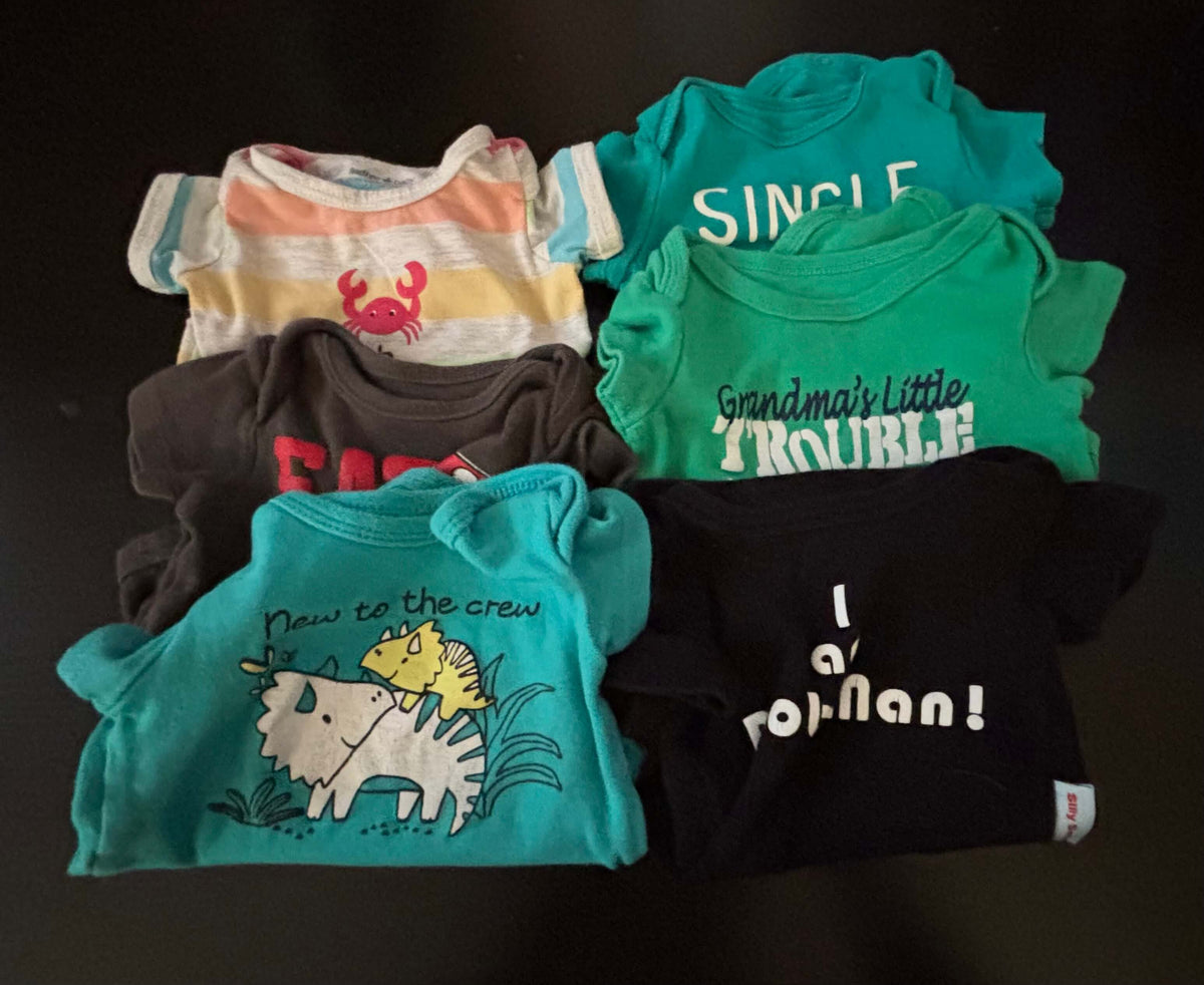 6pc 3m “Funny Sayings” Short Sleeve Onesie Bundle, Kids 3 Month (0-3M)