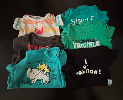 6pc 3m “Funny Sayings” Short Sleeve Onesie Bundle, Kids 3 Month (0-3M)